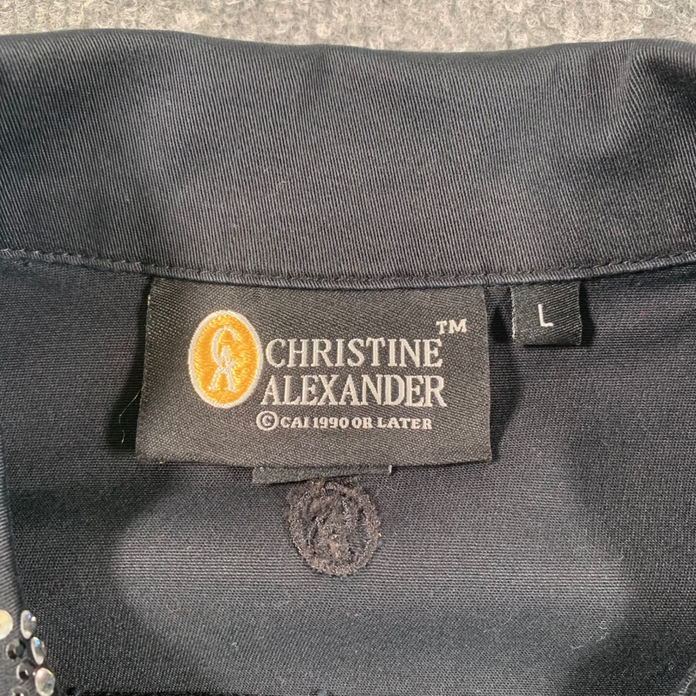 Christine Alexander Womens Black Rhinestone Embellished Western Vest Large Bling - Picture 3 of 10